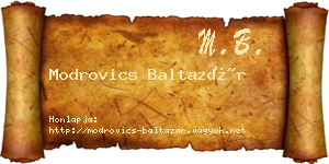 Modrovics Baltazár névjegykártya